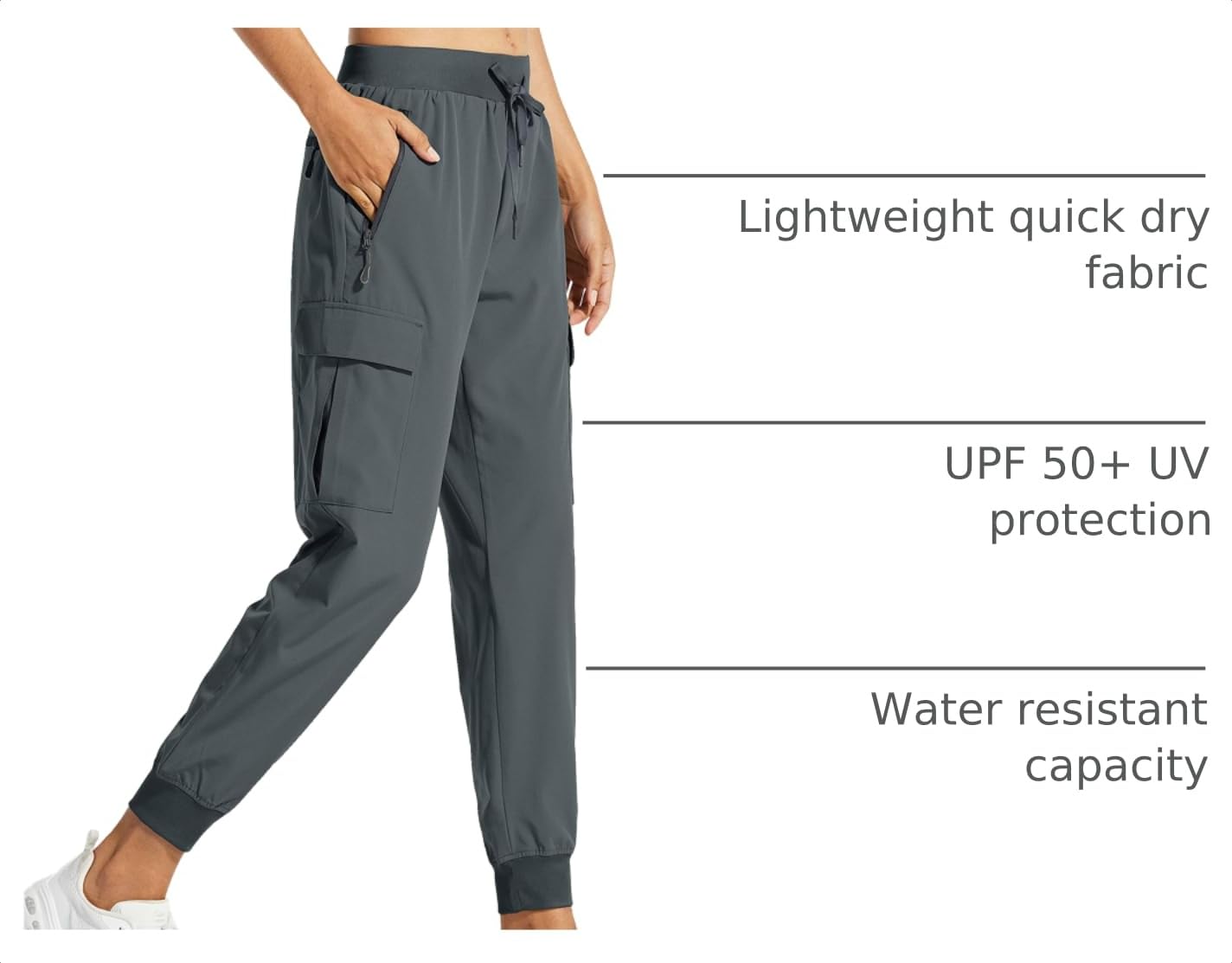 Libin Women's Hiking Cargo Pants Quick Dry Joggers Petite, Steel Gray XS