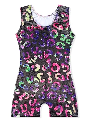 Sleeveless Sparkly Leotard for Girls - Black Leopard, 2-3T