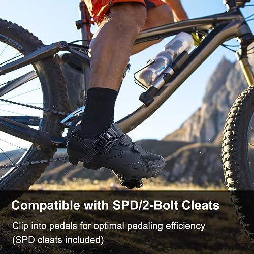 Mountain Bike Shoes for Men with SPD Cleats - Black