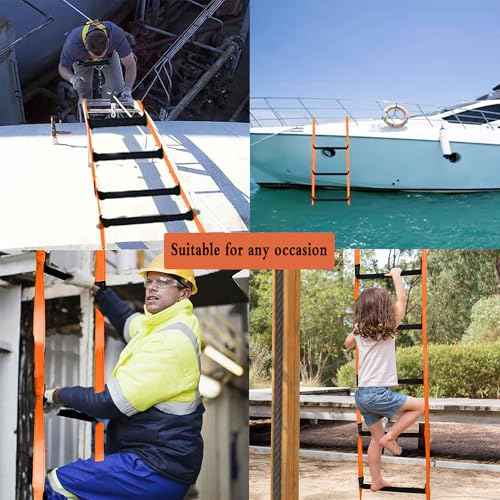 16 Feet Fire Escape Ladder Emergency Fire Ladder for 2-3 Story Homes Reusable Portable Safety Ladders for Windows, Balconies and Sailboats, Kayaks and More