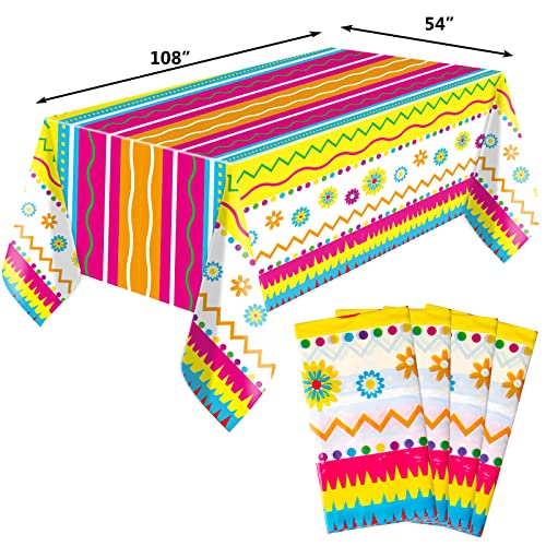 Fiesta Party Tablecloths - 3 Pack Disposable 54x108 Inch