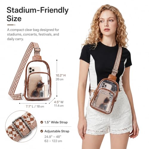Clear Crossbody Bag for Stadium Events - Brown