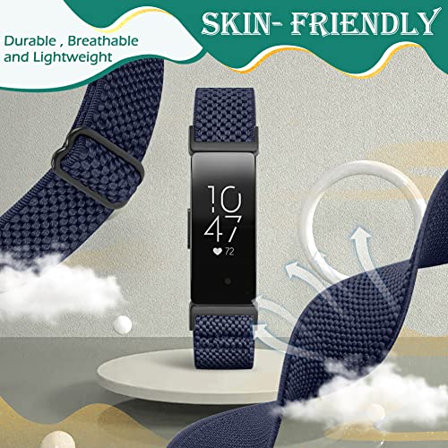 Adjustable Nylon Sport Bands for Fitbit Inspire - Black, Gray & Indigo