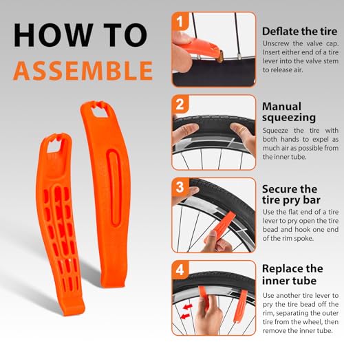 Bicycle Tire Levers 6-Pack - Ultra-Strong Nylon Tools for Bike Repairs