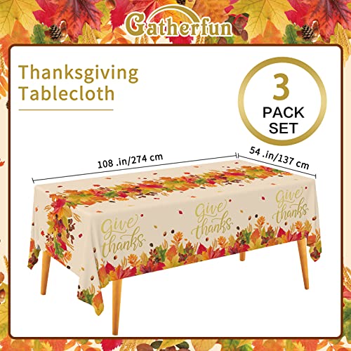 Thanksgiving Tablecloth - 3 Pack Disposable Plastic Cover 54"x108"