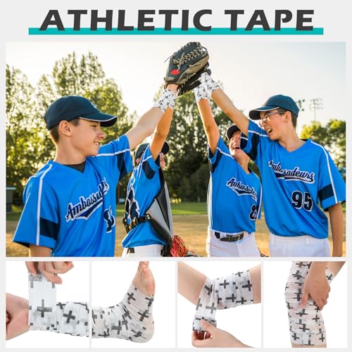 Christian Athletic Tape - 2in x 15ft Self-Adhesive Wrist Wrap - White Cross Design