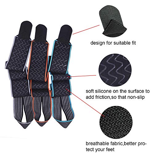 Ankle Brace for Sprained Ankle - Adjustable Compression Wrap - Blue