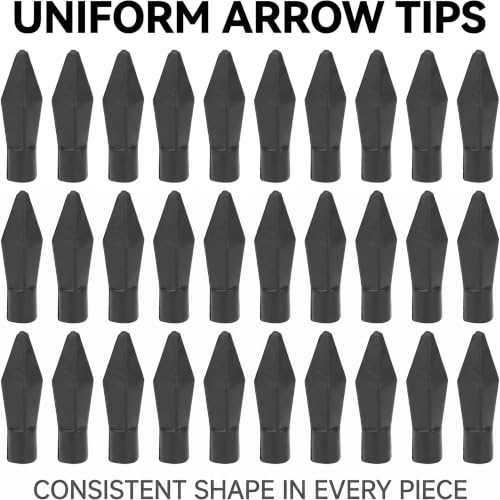 25 Black Rubber Practice Arrowhead Tips for Target Shooting