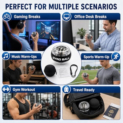 Auto-Start Gyro Ball Hand Exerciser with Color-Changing LED