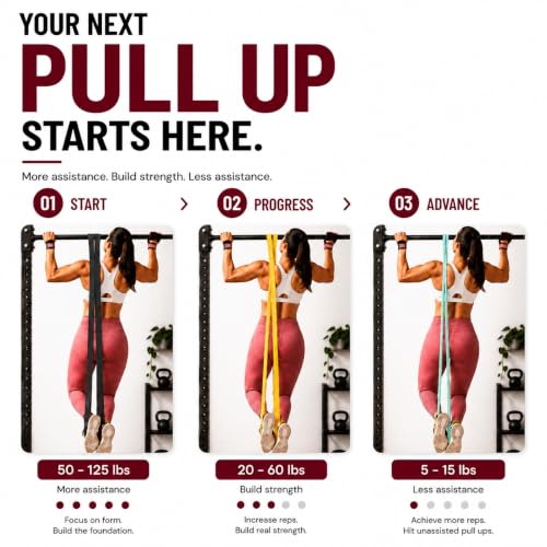 Latex Free Resistance Bands Set of 5 for Strength Training & Assisted Pull-Ups