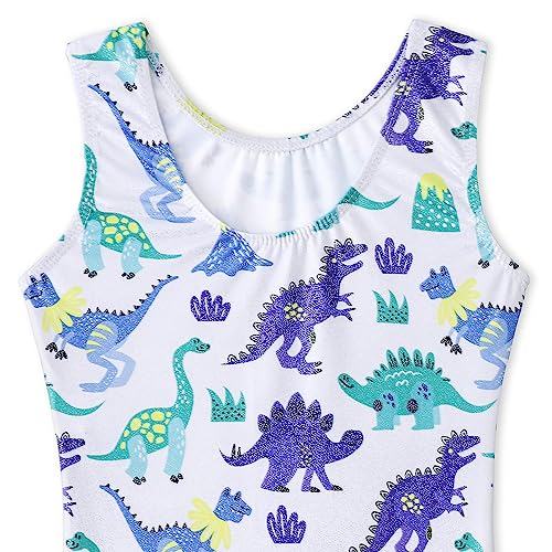 Girls Sparkle Gymnastics Biketard - Snowflake Mermaid, White Dragon, 7-8 Years