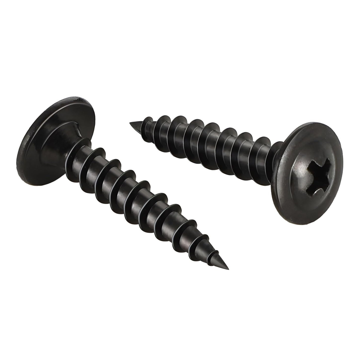 #10 x 1-1/2" (80 PCS) Modified Truss Head Wood Screws, Phillips Drive Quick Metal Self Tapping Screws, Black Coating, Full Thread, Screwdriver Bit Included