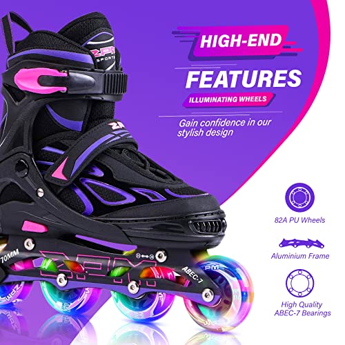 Adjustable Flashing Inline Skates for Kids & Adults - Light Up Wheels