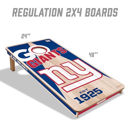 NFL Cornhole Game Set - 2' x 4' Wood with Logo Bags - New York Giants
