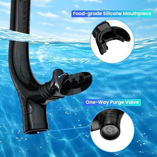 ForShine Black Swim Snorkel for Adults - Front-Mounted Pool & Open Water Training