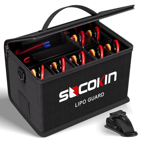 Lipo Battery Safe Bag Fireproof Explosionproof Bags Large Capacity Adjustable Lipo Bag (10.6 * 6.7 * 6.7 in)