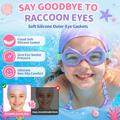 Vvinca Vibrant 02 Cat Kids Toddler Goggles with Fabric Strap Anti-Fog & UV