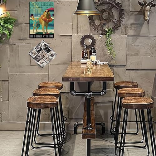 Golden Retriever Swimming Club Life Is Better By The Pool Metal Sign Retro Poster Home Garden Coffee Wall Decor Wine Bar Decor 8x12 Inch