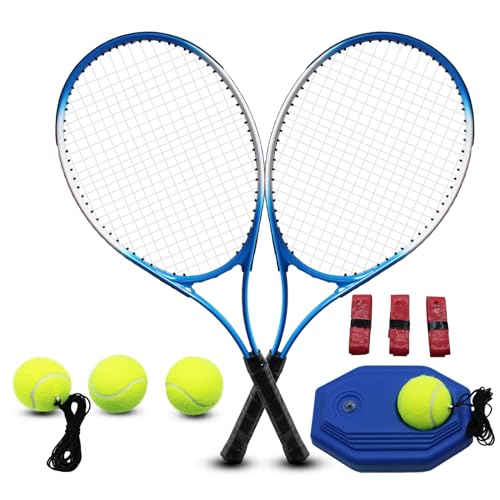 Blue Adult Tennis Racket Set for Beginners with Bag - 2 Rackets, Balls & Accessories