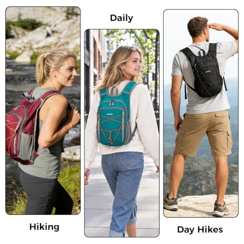 LAIMEIWEE Black 13L Foldable Hiking Backpack - Lightweight Travel Daypack for Men & Women