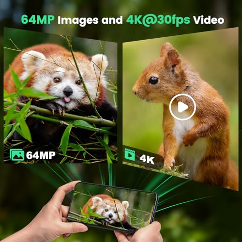 Solar Trail Camera with WiFi & Bluetooth - 4K 64MP Night Vision - Dark Green
