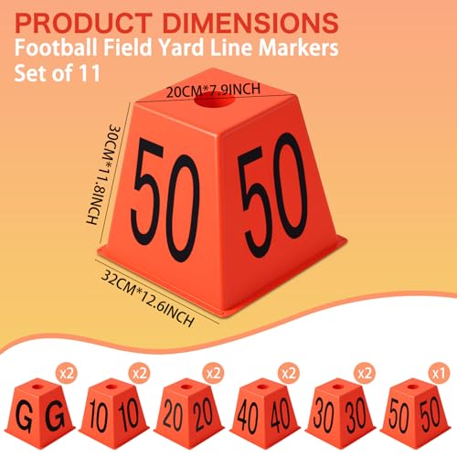 11 Pcs High Visibility Football Field Yard Line Markers Set