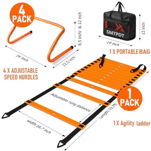 20ft Speed Ladder & Agility Hurdles Training Set for Footwork