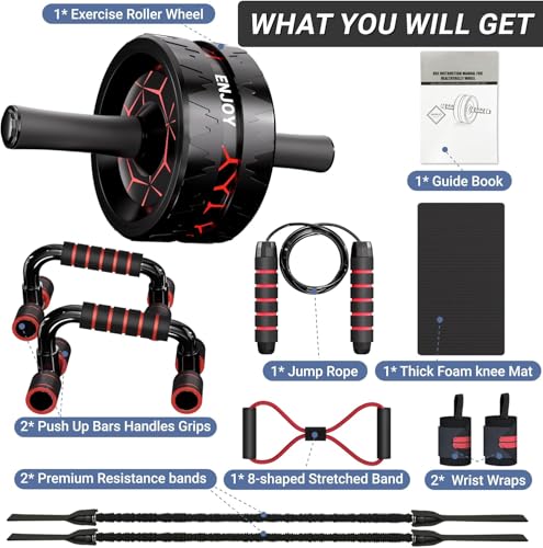 Ab Roller Wheel Exercise Kit with Resistance Bands & Knee Mat