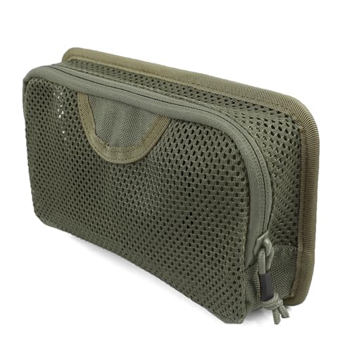 LIVANS Tactical Mesh Zipper Pouch - Modular Organizer, Ranger Green