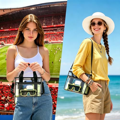 Clear Stadium Bag - Medium Black Crossbody Messenger for Events