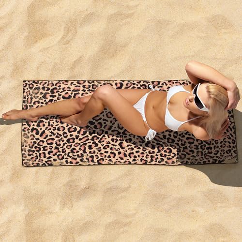 Lokigo Leopard Microfiber Beach Towel 60x30 Inch Sand-Free & Absorbent - Variation Leopard2