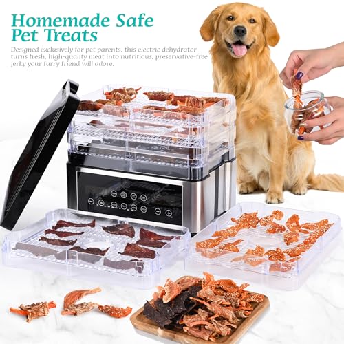 Tupoyi 5-Tray Food Dehydrator with Automatic Temperature Control - 11.4" BPA-Free Trays for Jerky, Herbs, Meat, Fruit, and Yogurt