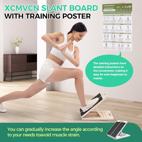 Calf Stretching Slant Board - Adjustable Wooden Incline Board