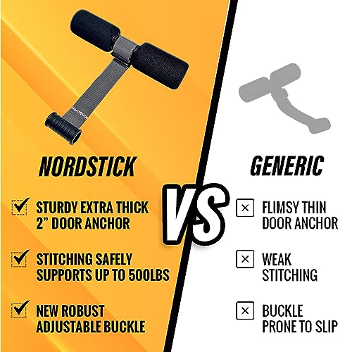 NordStick Nordic Hamstring Curl Strap - Portable Exercise Set - Black & Grey