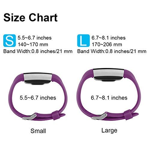 Sport Bands for Fitbit Charge 2 - 3 Pack Adjustable Replacement Wristbands - Small, Black/Purple/Navy Blue