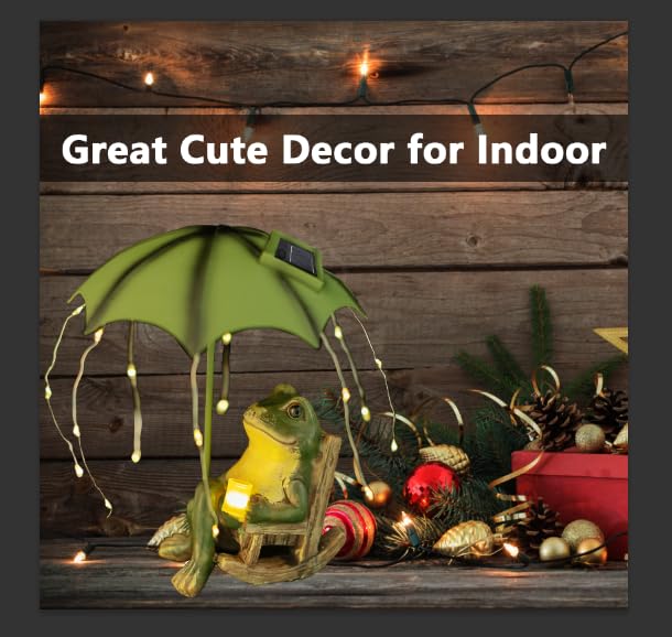 yiilead Frog Garden Statue, Solar Garden Frog Decor, Fairytale Courtyard Accessories Outdoor Figurine Lights, Art Housewarming Gift for Patio,Yard,Lawn Ornament