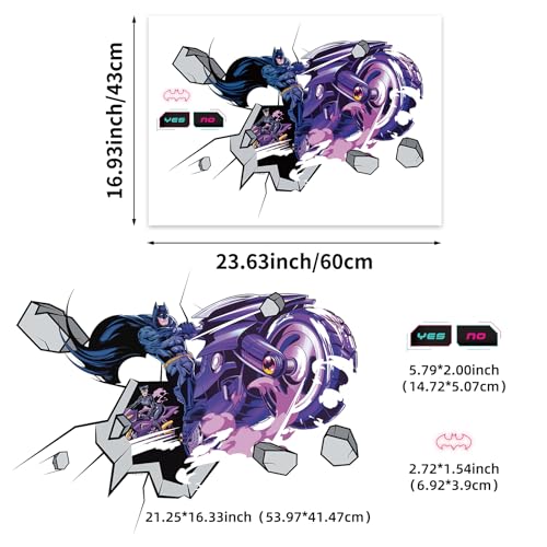 Superhero Wall Stickers Decor, Hero Party Wall Art Stickers Peel and Stick for Bedroom Living Room Nursery Walls Decoration