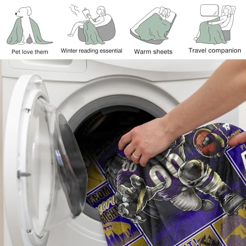 Baltimorer Purple Football Blanket 50x60 inches for Fans, Sofa & Bed Decor