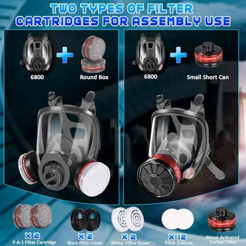 Full Face Gas Respirator Mask - Gas Masks Survival Nuclear and Chemical with Activated Carbon Filters