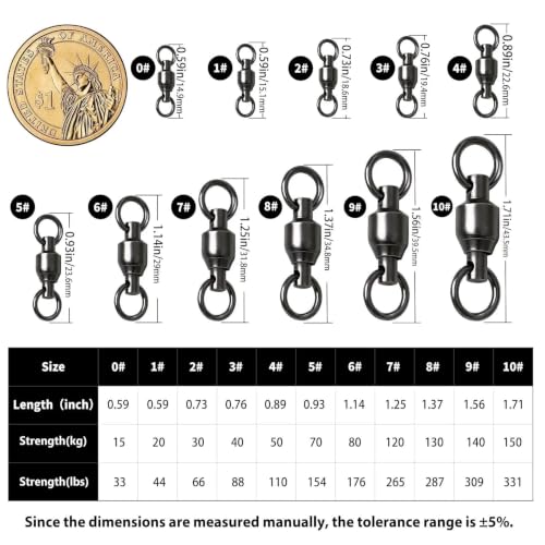 Ball Bearing Fishing Swivels - 30 Pack, 33 LB Strength