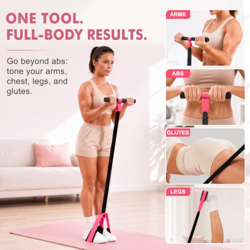 Pedal Resistance Band with Handle - 55LB Pink for Full-Body Workouts
