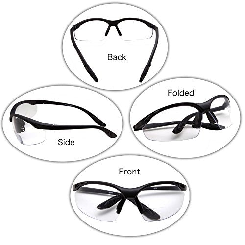 grinderPUNCH Bifocal Safety Glasses Readers ANSI Z87 Impact Resistant Bifocal Magnifying Safety Glasses - Diopter