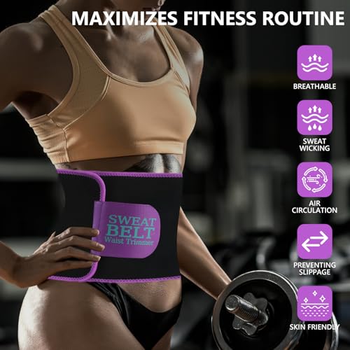 Waist Trainer Sweat Band for Women - Medium Silvery Purple