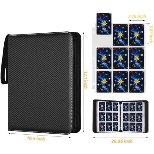 900-Card Trading Card Binder with Zipper Closure & Top-Loading Pages