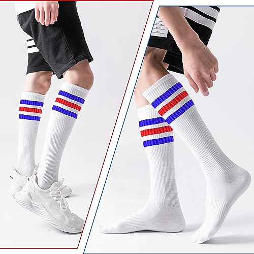 Striped Sweatbands & Socks Set - Red, White & Blue - 10 Pieces