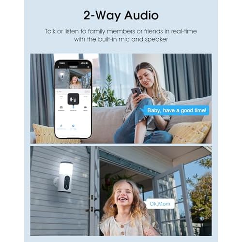 ANRAN Solar Security Cameras Wireless Outdoor with Light,2K Porch Floodlight Camera with Color Night Vision & AI Motion Detection,2-Way Talk Spotlight Siren Alarm,Compatible with Alexa