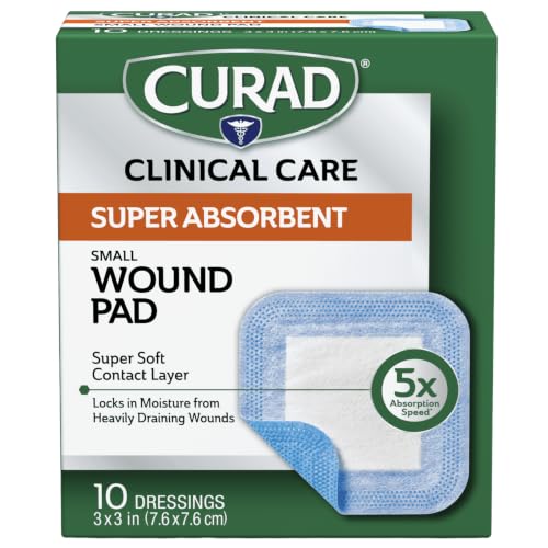 Super Absorbent Wound Dressing Pads, 3" x 3" - 10 Count
