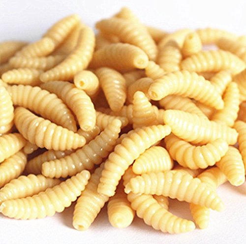 Artificial Fishing Waxworm Lure Baits - Cream, 100pcs