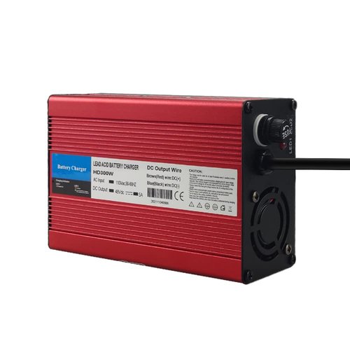 48V 5A RXV Golf Cart Battery Charger for Ez-Go EZgo TXT with RXV Plug 3 Prong, Red Aluminum Shell