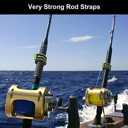 Adjustable Fishing Rod Straps - 8 Pcs Neoprene Ties - Green